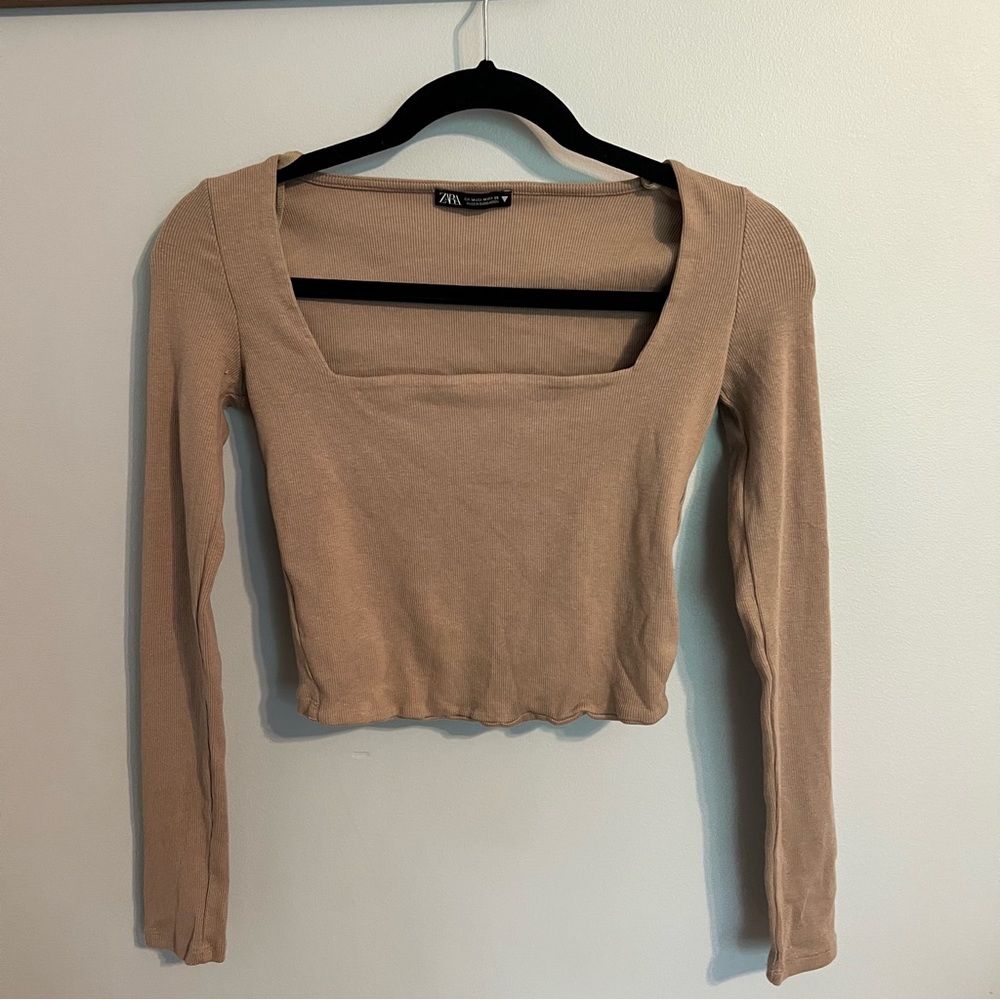 Zara long sleeve sleeve ribbed crop top size medium